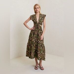 A.L.C. Alexandria Gathered Cut-Out Midi Dress